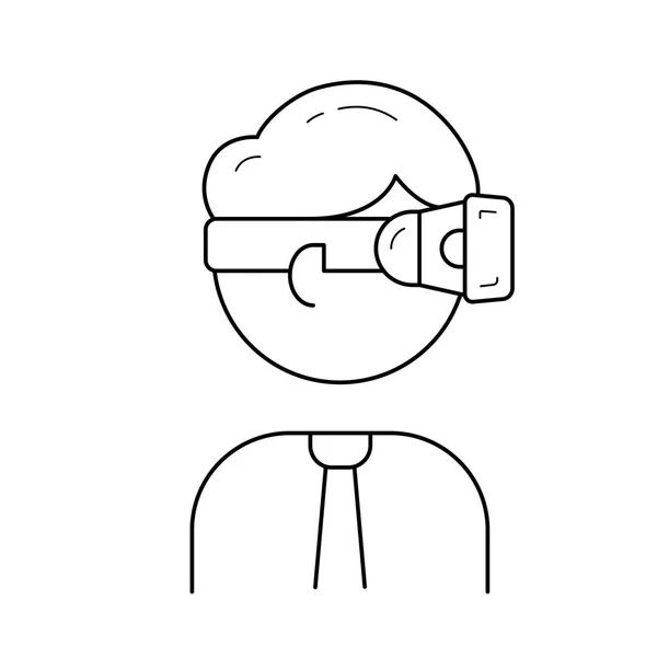 Icono de línea de gafas de realidad aumentada. — Vector de stock