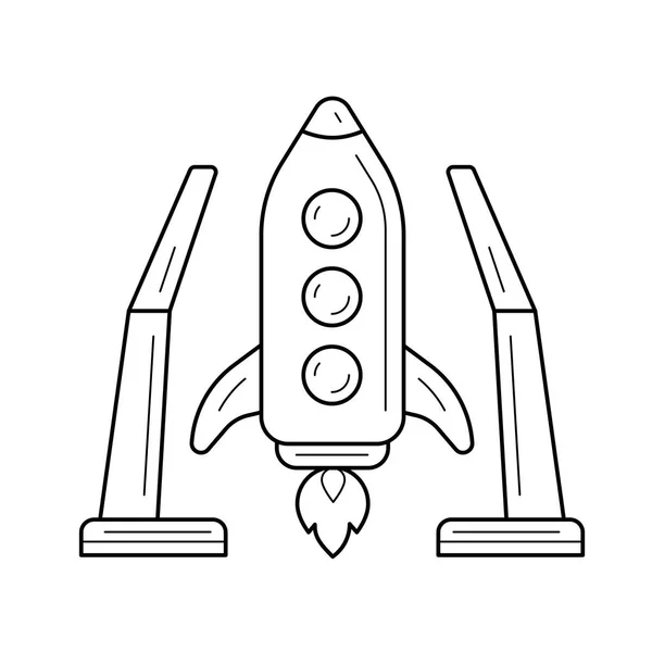 Ícone da linha de lançamento da nave espacial. — Vetor de Stock