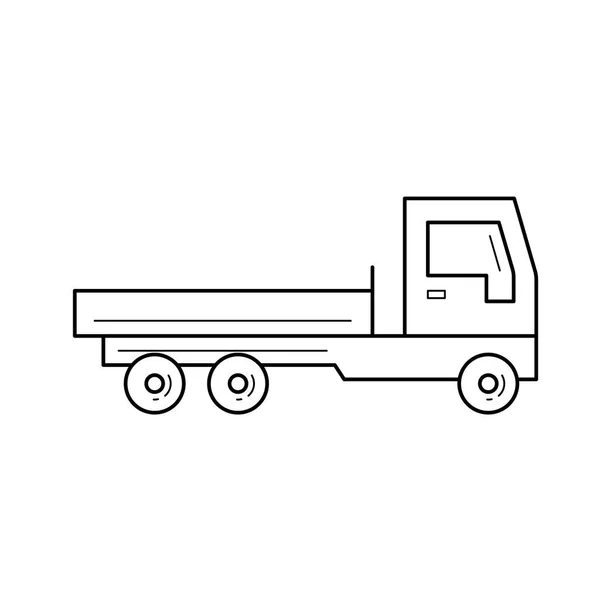 Cama plana ícone de linha de caminhão . — Vetor de Stock