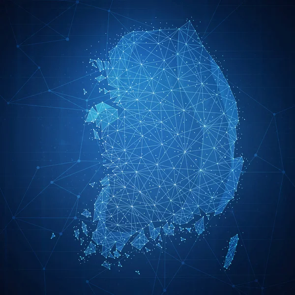 Polygon Sydkorea karta på blockchain hud banner. — Stockfoto