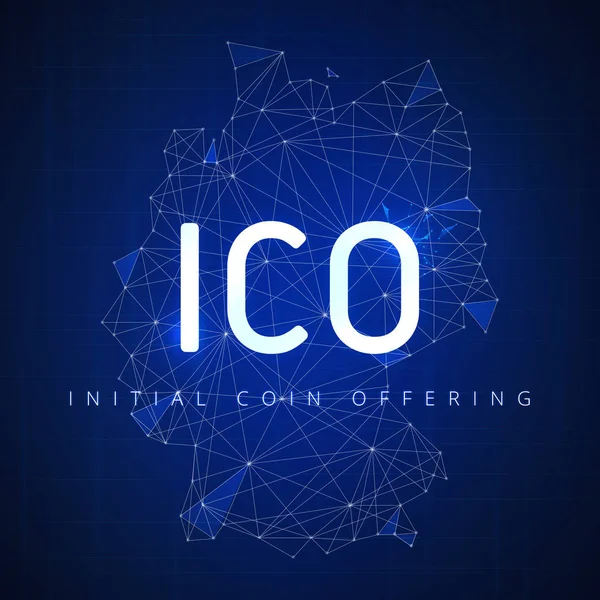 ICO initial coin offering banner with Germany map. — Stock Photo, Image
