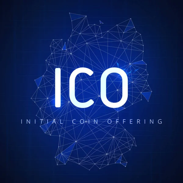 Ico Initial Coin Offering Banner mit Deutschlandkarte. — Stockfoto