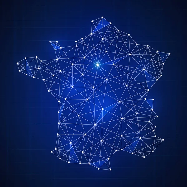 Mappa di Polygon France sul banner blockchain hud . — Foto Stock