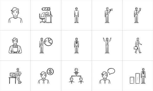 Set di icone per schizzi disegnati a mano . — Vettoriale Stock