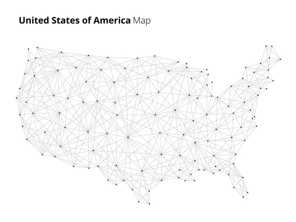 Mapa USA ve stylu sítě technologie blockchainu. — Stockový vektor