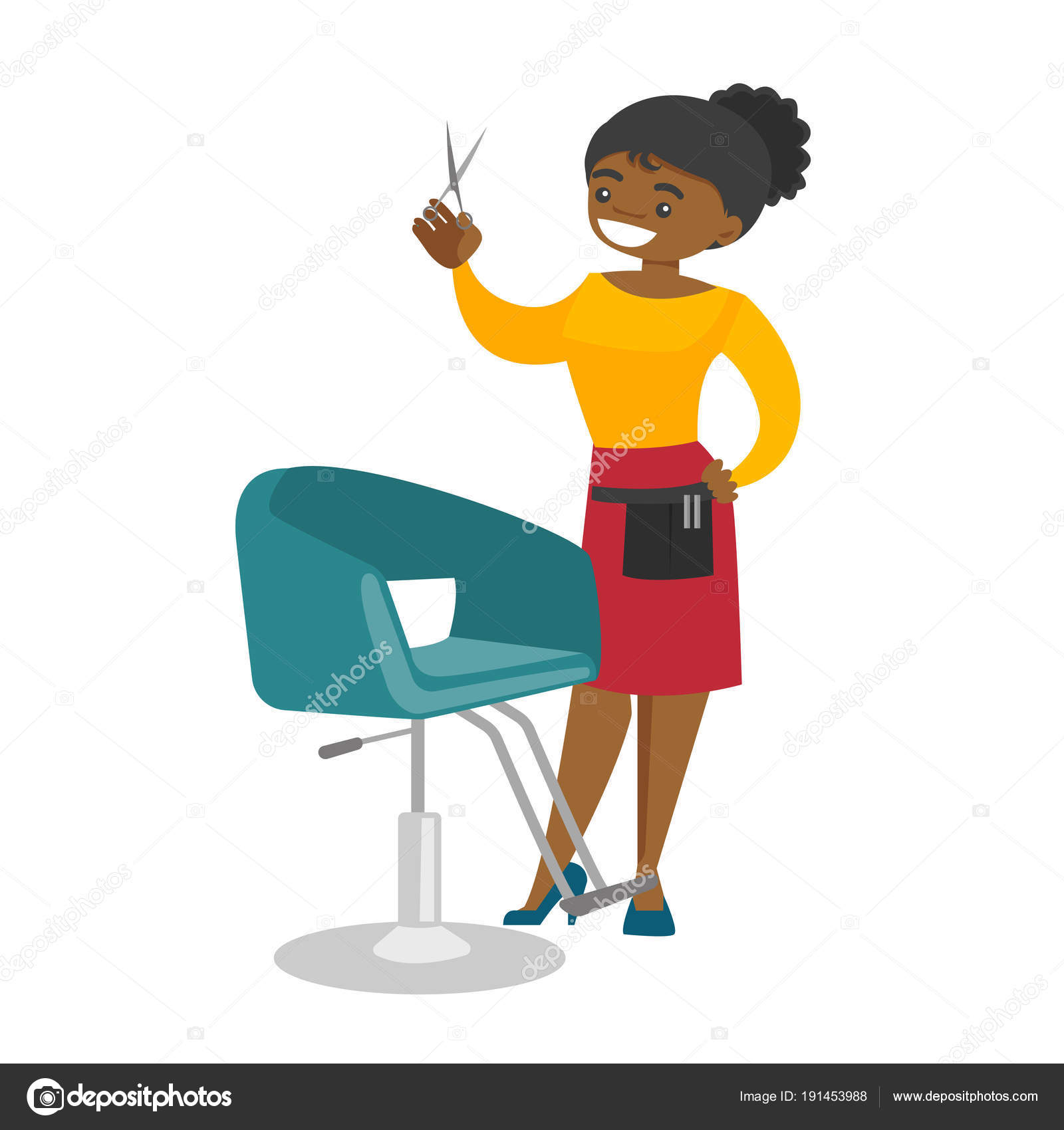 Image vectorielle Coiffeur sur le lieu de travail dans le salon de beauté .  par ©VisualGeneration - 191453988, image size:1600x1700