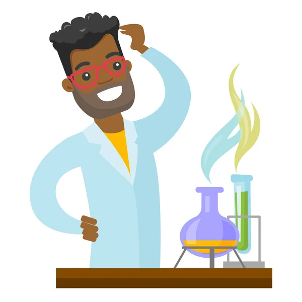 Estudiante africano trabajando en clase de laboratorio . — Vector de stock