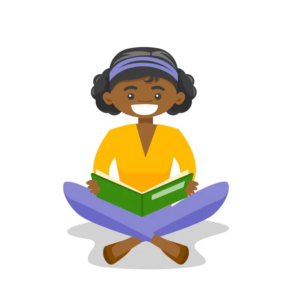 African-american college student reading a book. — Stock Vector