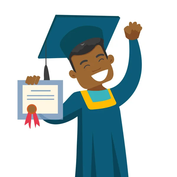 Afro-Amerikan lisansüstü gösteren diploma. — Stok Vektör