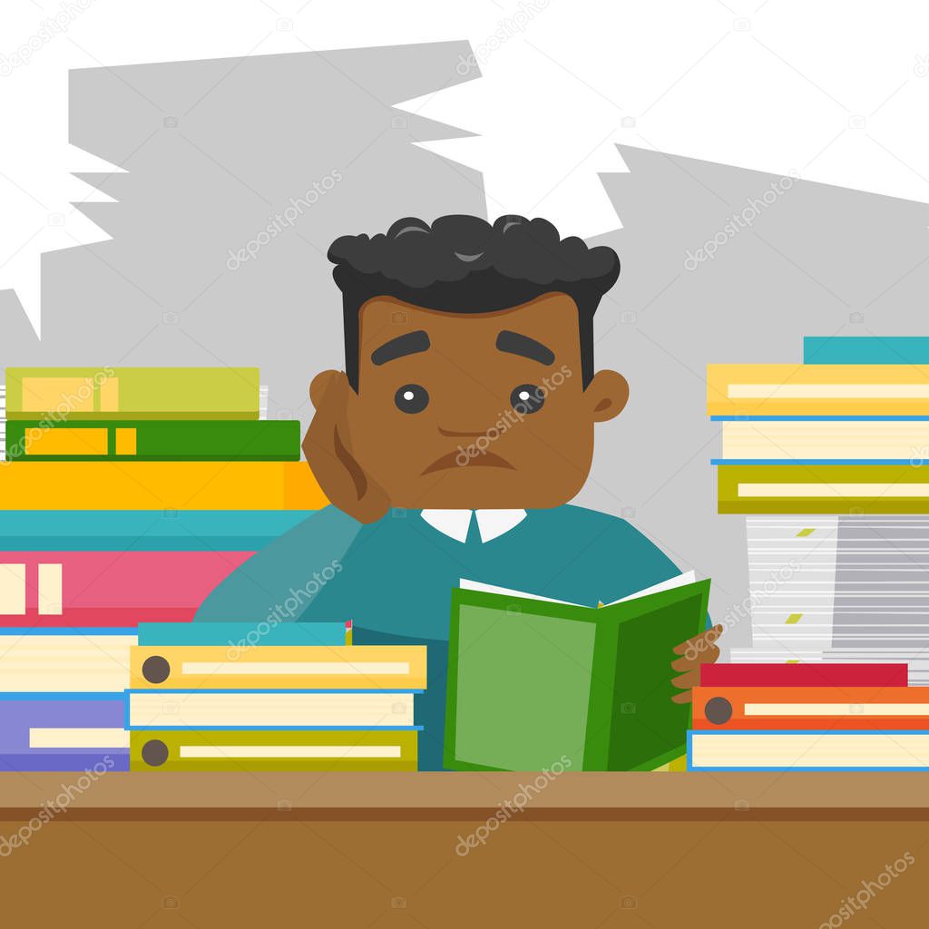 African student studying hard before the exams.