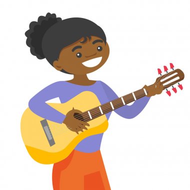 Genç Afro-Amerikan sanatçı gitar çalmak.