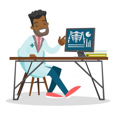 Afrika radyolog Doktor muayene grafisi.