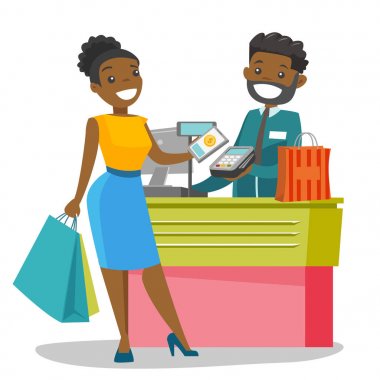 Müşteri ödeme kablosuz ile smartphone.