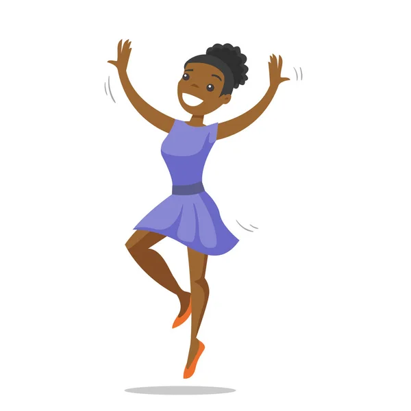 Young african-american woman dancing. — Stock Vector