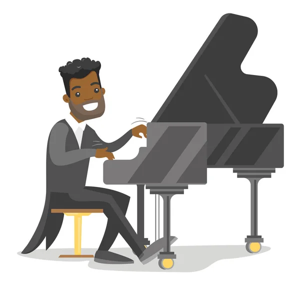 Afro-amerikai fiatalember zongorázni. — Stock Vector