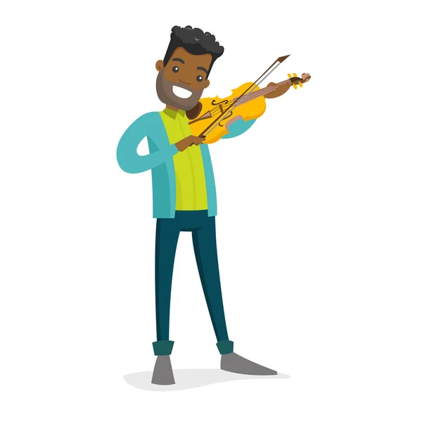Giovane uomo afro-americano che suona il violino . — Vettoriale Stock