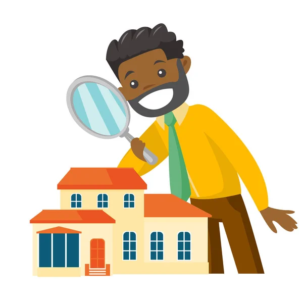 African-american businessman looking for house. — Stock Vector