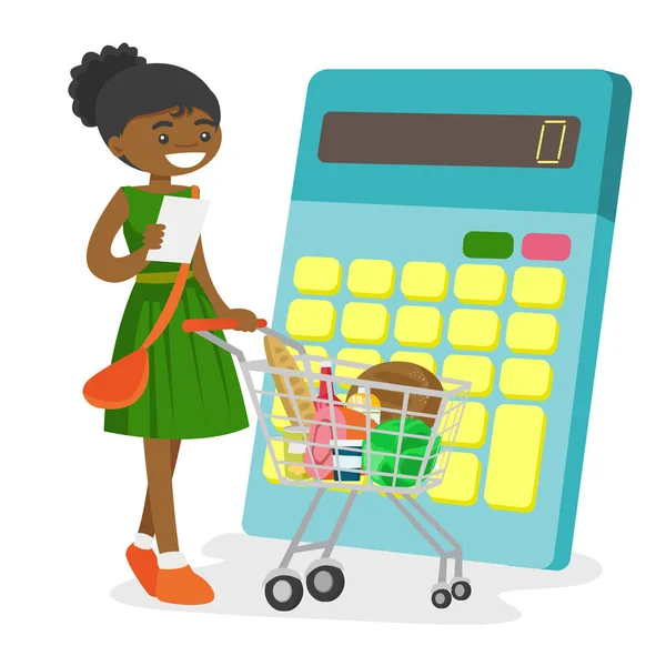 Giovane donna afro-americana è lo shopping . — Vettoriale Stock