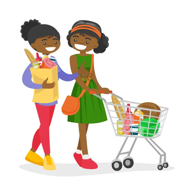 Femmes africaines faisant du shopping à l'épicerie . — Image vectorielle