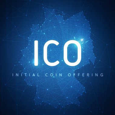 ICO ilk madeni para teklif afiş ile Almanya Haritası.