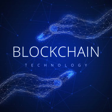 Blockchain teknoloji fütüristik hud afiş.
