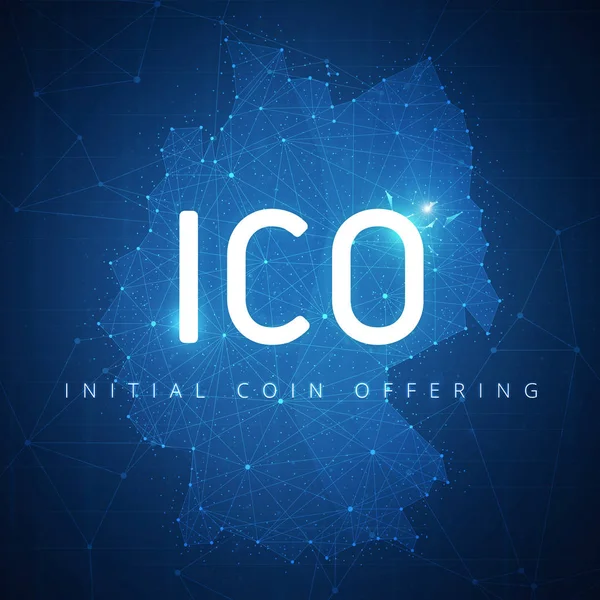 Ico Initial Coin Offering Banner mit Deutschlandkarte. — Stockfoto