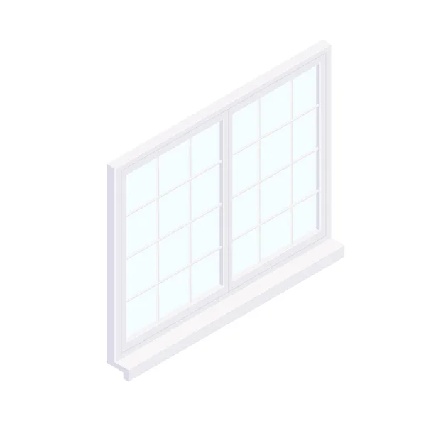 Ilustração de moldura de janela quadrada de fachada isométrica . — Vetor de Stock