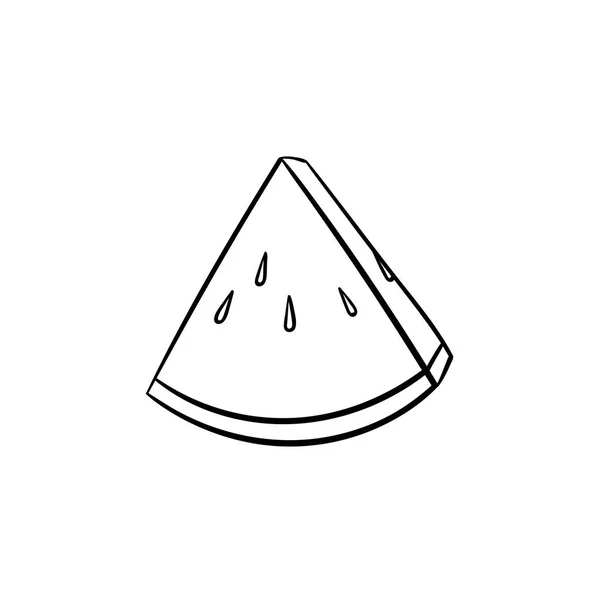 Pezzo di anguria disegnato a mano icona schizzo . — Vettoriale Stock