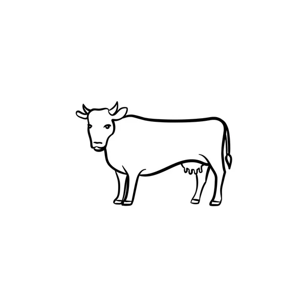 牛の手描きのスケッチ アイコン. — ストックベクタ