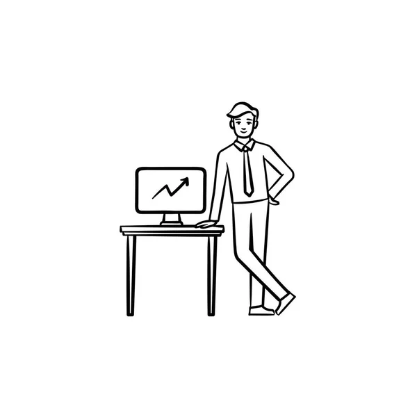 Conference desk hand drawn sketch icon. — Stock Vector