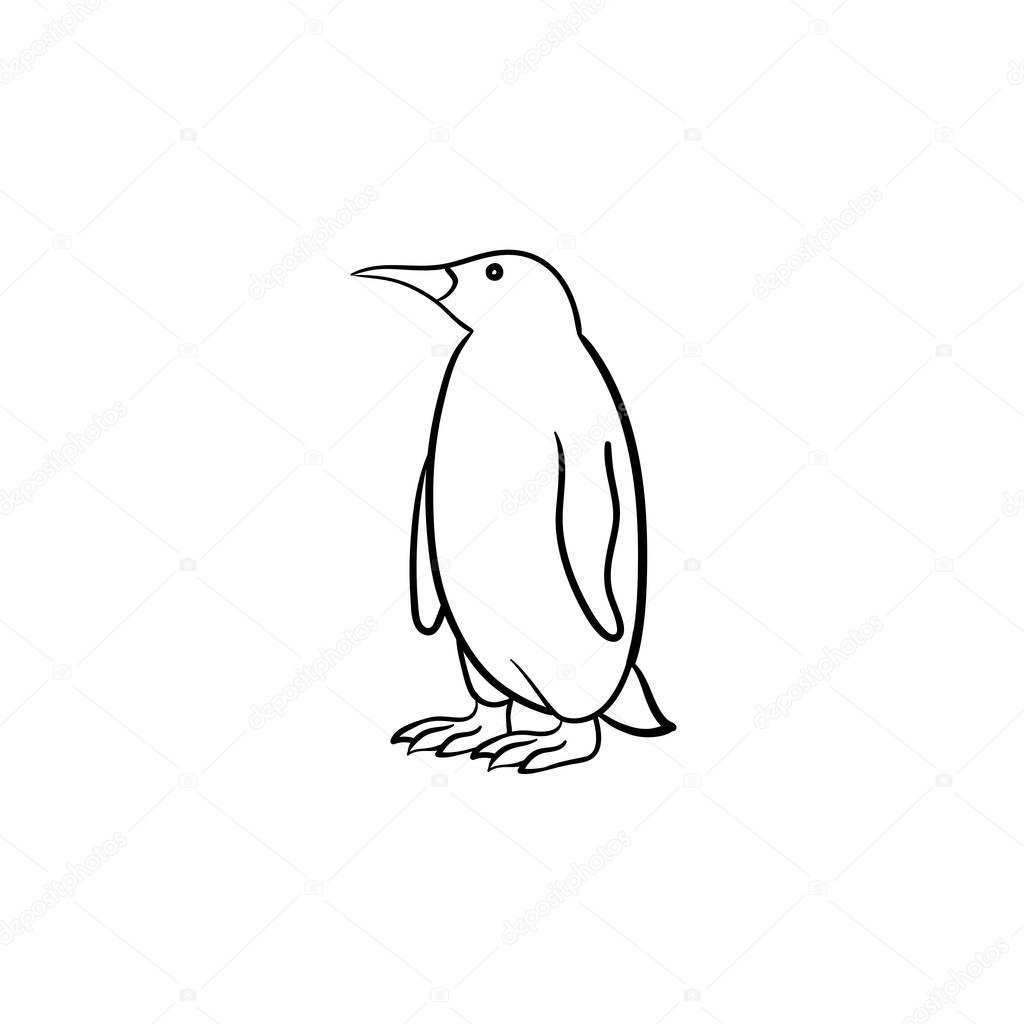 Penguin hand drawn sketch icon.