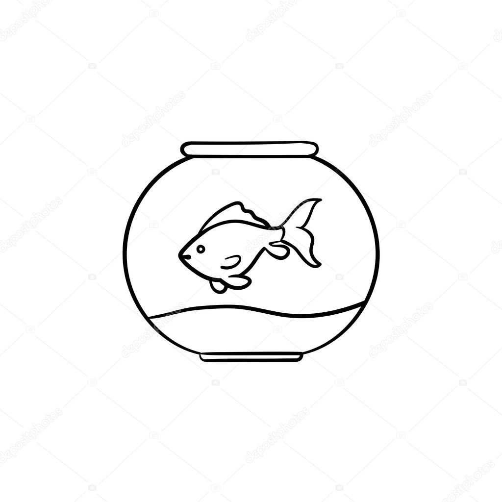 Fishbowl hand drawn sketch icon.