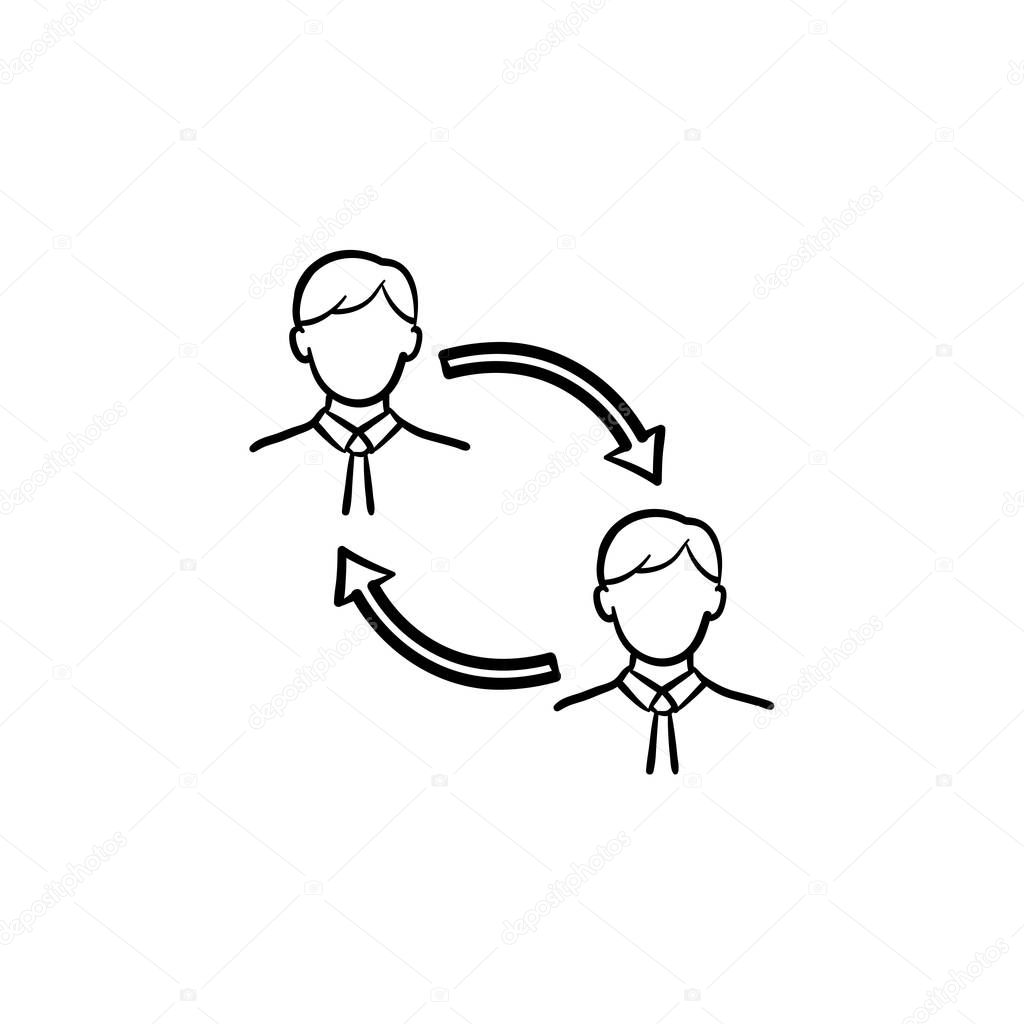 Employee turnover hand drawn sketch icon.