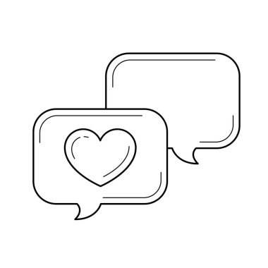 Aşk sohbet vektör satırı simgesi.