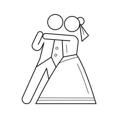 İlk düğün dans vektör satırı simgesi.