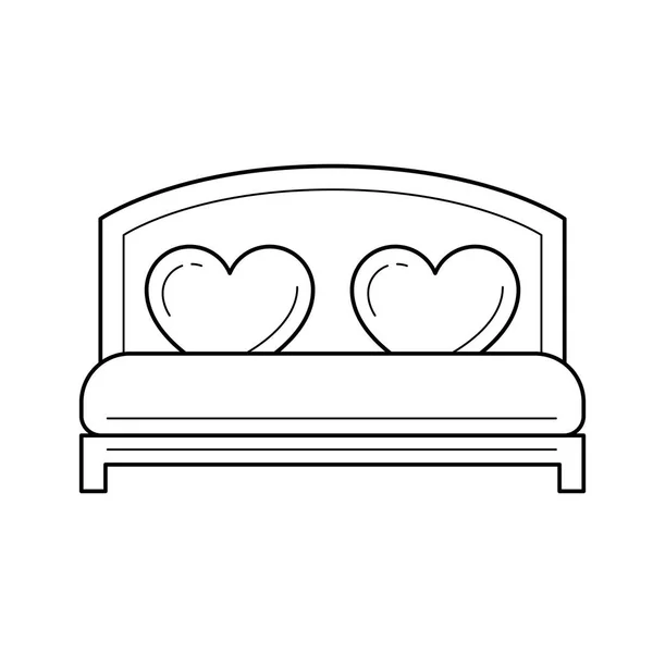 Bruiloft bed vector lijn pictogram. — Stockvector