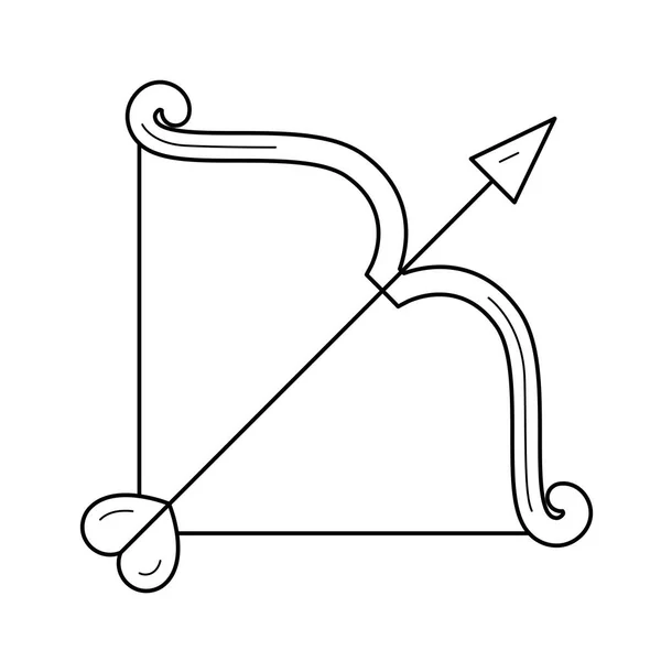 Cupid bow with arrow vector line icon. — Stock Vector