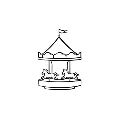 Atlıkarınca at el çizilmiş kroki simgesi ile.