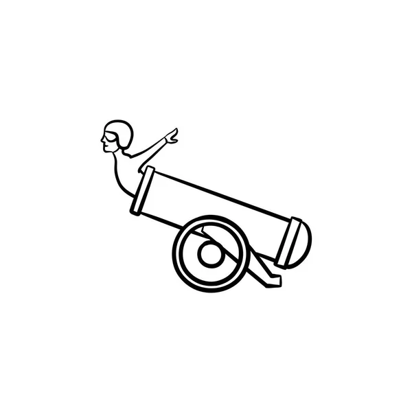 Cascadeur dans le canon dessiné à la main icône croquis . — Image vectorielle