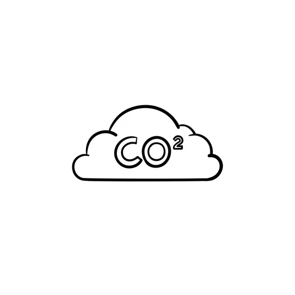Icône croquis dessiné à la main CO2 cloud . — Image vectorielle