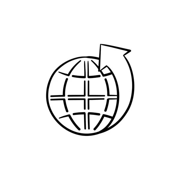 Globe avec latitudes dessin à la main icône croquis . — Image vectorielle