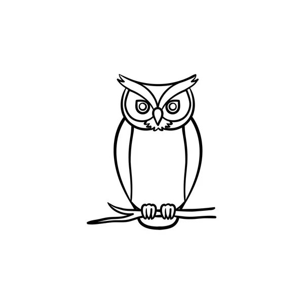 Wisdom owl hand drawn sketch icon. — Stock Vector