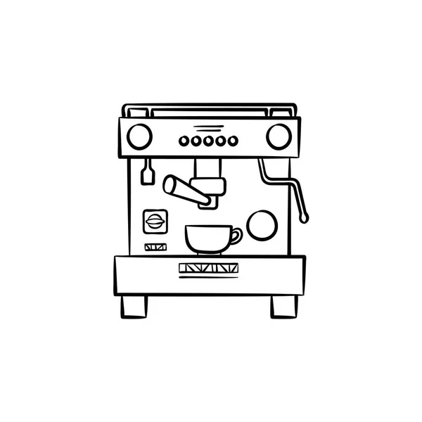 Cafeteira com copo desenhado à mão ícone esboço . —  Vetores de Stock