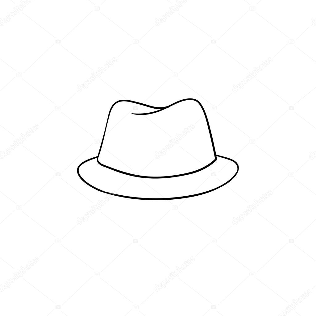 Fedora hat hand drawn sketch icon.