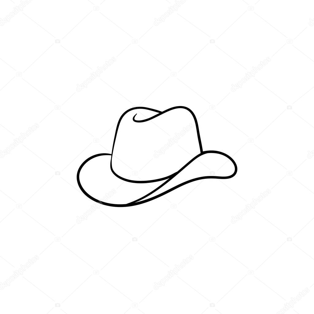Cowboy hat hand drawn sketch icon.
