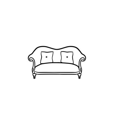 Kanepe el çizilmiş kroki simgesi.