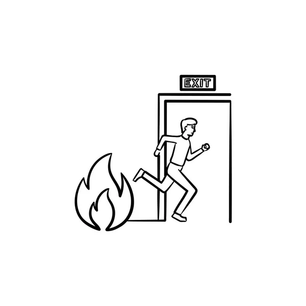 Evacuazione uscita mano disegnato schizzo icona . — Vettoriale Stock
