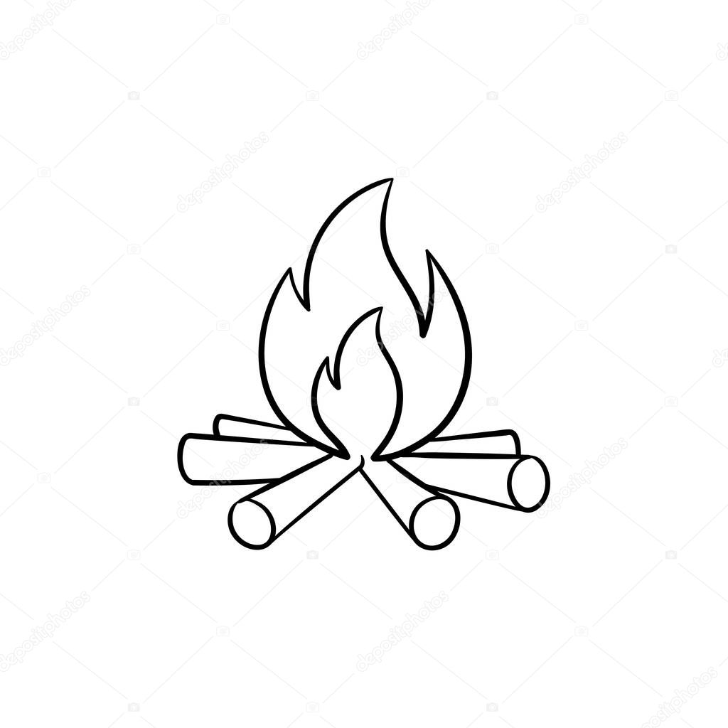 Campfire hand drawn sketch icon.
