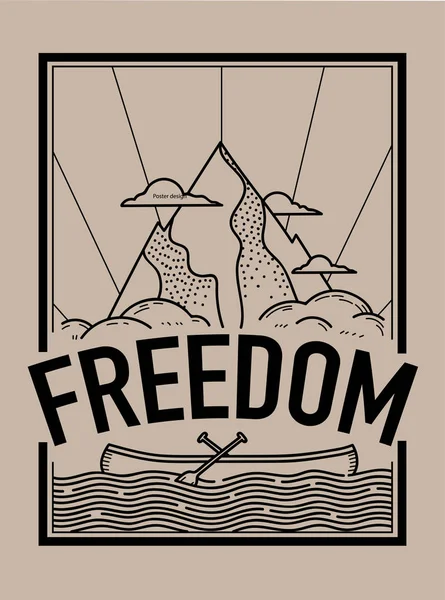 Özgürlük kavramı t-shirt baskı ve nakış — Stok Vektör