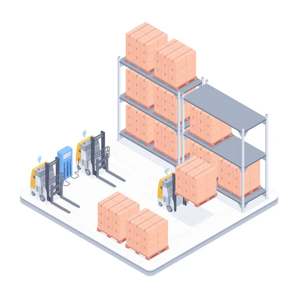 Smart warehouse isometric illustration — Stock Vector